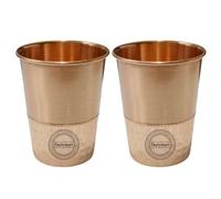 Fashnkart Verres en cuivre pur pour eau potable Santé ayurvédique Gobelets en cuivre pur 10,14 oz 300 ml Lot de 2 (À moitié martelé)