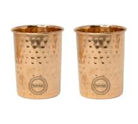 Fashnkart Verres en cuivre pur pour eau potable Santé ayurvédique Gobelets en cuivre pur 10,14 oz 300 ml Lot de 2 (Martelé)