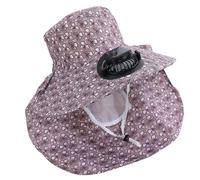 Fashon Casquette de pêcheur à imprimé floral avec ventilateur de refroidissement à énergie solaire et design de ventilation Chapeau de soleil pour la randonnée Chapeau de fan d'énergie solaire, marron