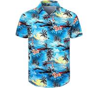 Fashonal Chemise décontractée à manches courtes et col boutonné pour homme, bleu, XX-Large