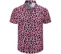 Fashonal Chemise hawaïenne à imprimé animal pour homme avec boutons originaux, Taille S-4XL, Taille L
