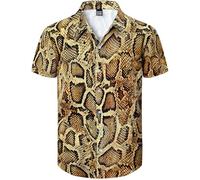 Fashonal Chemise hawaïenne boutonnée pour homme Imprimé animal Taille S à 4XL, Serpent, Taille 4XL