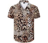 Fashonal Chemise hawaïenne boutonnée pour homme Imprimé animal Taille S à 4XL, Taille M