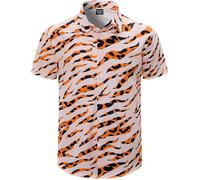 Fashonal Chemise hawaïenne boutonnée pour homme Imprimé animal Taille S à 4XL, Tigre Léopard, Taille 4XL