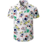 Fashonal - Chemise hawaïenne pour homme avec boutons - Style tropical de plage - Manches courtes Aloha, crocodile, Taille XL