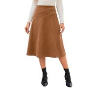 Fashora Jupes Femme Mi Longue Hiver Simili Cuir Daim | Taille Haute, A-ligne, Extensible, Fermeture Éclair, Faux Daim, Chic et Elegant, Printemps, Automne, Hiver