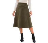 Fashora Jupes Femme Mi Longue Hiver Simili Cuir Daim | Taille Haute, A-ligne, Extensible, Fermeture Éclair, Faux Daim, Chic et Elegant, Printemps, Automne, Hiver