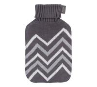 fashy 67404_23 Bouillotte 2 Litres Avec Housse En Tricot Blanc-Gris, Motif