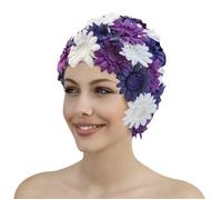 Fashy Bonnet de bain en nylon fleurs Violet 3454