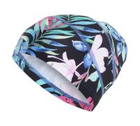 Fashy Bonnet de Bain en Tissu pour Femme, Forme Sportive, pour Beaucoup de Cheveux, Noir, Taille Unique UE