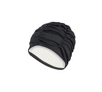 Fashy Fabric Swim Cap with Plastic Lining Turban de Bain doublé en Polyester pour Femme, Noir, Unisexe