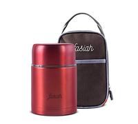 FASIAH Thermos Alimentaire avec Sac Isotherme Chaud 750ml : Box étanche de Voyage pour Repas Chaud, mug café Soupe Plat a emporté, conteneur en Acier INOX, Double Compartiment pour Aliment(red)