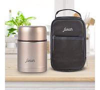 FASIAH Thermos Alimentaire avec Sac Isotherme Chaud 750ml : Box étanche de Voyage pour Repas Chaud, mug café Soupe Plat a emporté, conteneur en Acier INOX, Double Compartiment pour Aliment (gold)