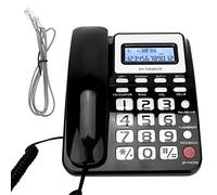 fasient1 Téléphone Filaire Fixe, Grand Bouton de Bureau Filaire Affichage d'identification de l'appelant de téléphone Fixe avec enregistreur d'appels, Calculatrice, Haut-Parleur pour hôtel (Noir)