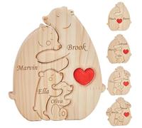 Fasinheaco Cadeaux personnalisés pour maman, puzzle familial en bois avec nom, puzzle gravé avec nom, cadeau souvenir de famille, pour maman
