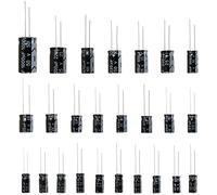 Fasizi 25 Valeurs 16V 25V 50V 1uF à 2200uF Condensateurs Électrolytiques Assortis Kit Assortiment Noir - 125PCS
