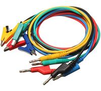 Fasizi 5pcs fiche Banane à Pinces Crocodiles câble, 4mm fiche Banane sécurité Souple Silicone Fil Pile 14AWG câble d'extension multimètre Test câble Ensemble