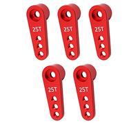 Fasizi 5Pcs Métal 25T Servo Corne M3 Filetage Bras de Direction Serveur à Bascule Compatible pour Savox Power HD HSP Servos Moteur 1/8 1/10 RC Voiture - Rouge