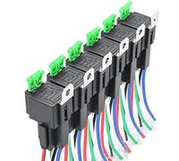 Fasizi 6Pcs 12V 30A Fusible Relais Commutateur Harnais ATO/ATC Lame Fusible, 5 Broches SPST Automobile Relais Électriques avec Fils Robustes 14 AWG