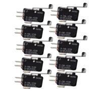 Fasizi Lot de 10 micro-interrupteurs de fin de course V-156-1C25 avec long rouleau à charnière momentanée SPDT Snap Action pour Arduino