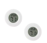 Fasizi Lot de 2 mini thermomètres, hygromètres ronds avec écran LCD numérique - Blanc