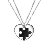 Fasizi Lot De 2 Pendentifs D'amitié pour Hommes, Femmes, Couples Amoureux, Pendentif Puzzle en Forme De Cœur Séparable, Collier D'amitié pour Meilleur Ami