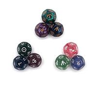 Fasizi Lot de 3 jeux de 9 dés multicolores en résine 12 faces pour astrologie tarot constellation divination