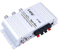 Fasizi LP-808 Amplificateur HiFi Filaire Portable Mini 12V avec Alimentation 3A pour téléphone de Voiture à Domicile - Argent