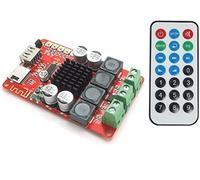 Fasizi TPA3116 Carte amplificateur de Puissance numérique Bluetooth 2X50W avec télécommande, Prise en Charge de la Radio FM/Carte TF/Enregistrement USB