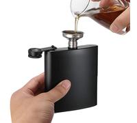 Fask en acier inoxydable pour liqueur-Matte Pocket Black Pask pour whisky, boîte d'alcool étanche aux fuites avec couvercle sûr, cadeau pour hommes, petit ami, frère, père ou ami,