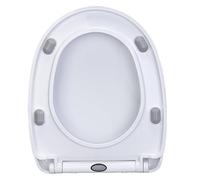 Fasksh Abattant WC en forme de D, abattant de toilette en forme de D avec libération rapide pour un nettoyage facile, siège de toilette blanc avec charnières réglables 34 x 42 cm
