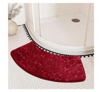 Fasksh Tapis de bain incurvé antidérapant et absorbant Motif galets en relief Rouge vin