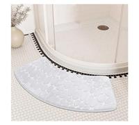 Fasksh Tapis de bain incurvé incurvé antidérapant et absorbant Motif galets en relief Blanc