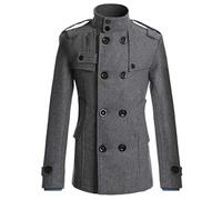 FASLOLSDP Manteau long d'hiver pour homme - Double boutonnage - Doublure chaude - Col montant - Respirant - Adapté à un usage quotidien - Coupe-vent - Design pour le bureau d'affaires et le vent
