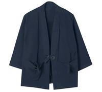 FASLOLSDP Veste cardigan kimono pour homme style japonais avec motif grue volante à sept manches ouvertes sur le devant
