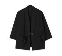 FASLOLSDP Veste cardigan kimono pour homme style japonais avec motif grue volante à sept manches ouvertes sur le devant