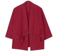 FASLOLSDP Veste cardigan kimono pour homme style japonais avec motif grue volante à sept manches ouvertes sur le devant