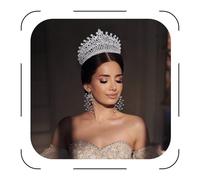 FASNAHOK Diadème et couronnes en argent CZ pour femme, reine, bal de fin d'année, fête de princesse, mariage avec cristaux de zircone, grand accessoire pour cheveux d'anniversaire