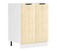 Fasola meuble bas de cuisine 60 cm 2 portesReproduction chêne, blanc.