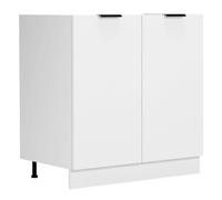 Fasola meuble bas de cuisine pour évier 80 cm 2 portes blanc.