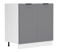 Fasola meuble bas de cuisine pour évier 80 cm 2 portes gris anthracite, blanc.