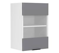 Fasola meuble haut de cuisine 40 cm 1 porte en verre gris anthracite, blanc.
