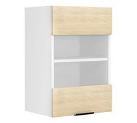 Fasola meuble haut de cuisine 40 cm 1 porte en verreReproduction chêne, blanc.