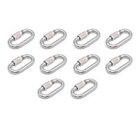 Faspiroty Lot de 10 mousquetons à verrouillage M6 Petit lien rapide Connecteur de chaîne Anneau de verrouillage Boucle porte-clés