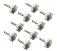 Faspiroty Lot de 10 vis à bouton étoile M6 x 40 - Vis de serrage à la main - Filetage mâle - 32 mm - Tête en plastique blanc