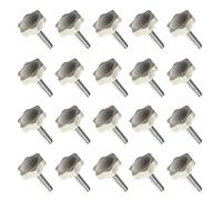 Faspiroty Lot de 20 vis à bouton étoile M6 x 10 - Vis de serrage à la main - Filetage mâle - 32 mm - Poignée à tête en plastique blanc