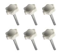 Faspiroty Lot de 6 vis de serrage à filetage mâle M8 x 50 mm en forme d'étoile - 38 mm - Poignée à tête en plastique blanc