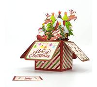 Fassory Carte de Noël 3D avec enveloppe, carte pop-up Merry Christmas (traîneau de cerf)