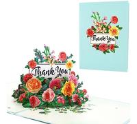 Fassory Carte de remerciement pop-up 3D avec fleurs pour enseignants, amis, collègues, maman, grand-mère, sœur