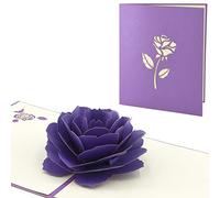 Fassory Carte pop-up 3D en forme de rose violette, faite à la main, carte d'anniversaire universelle pour sœur, femme, carte de remerciement, carte d'anniversaire de mariage pour femme (rose violet)